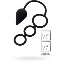 Анальная пробка с эрекционным кольцом от компании Erotist, цвет черный, 541308, из материала Силикон, длина 6.5 см., со скидкой