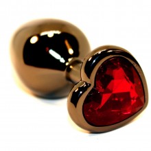 Пробка анальная черная 7,5х2,8см с сердечком красный страз 47438-2MM, бренд 4sexdream, цвет Черный, длина 7.5 см.