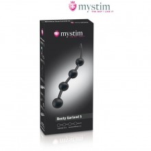 Стимулятор анальный «E-Stim Anal Beads Booty Garland» от компании Mystim, цвет черный, размер S, 46280, из материала Силикон, длина 30 см., со скидкой