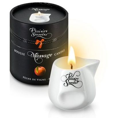 Массажная свеча с ароматом персика «Bougie Massage Gourmande Peche», 80 мл, Plaisir Secret 826019, 80 мл.