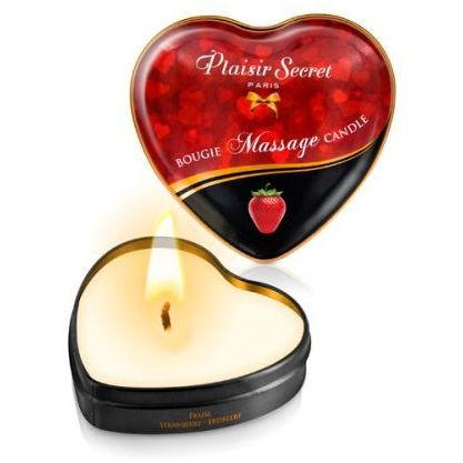 Массажная свеча с ароматом клубники «Bougie Massage Candle» от компании Plaisirs Secrets, объем 35 мл, 826064, бренд Plaisir Secret, 35 мл.
