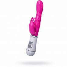 Женский вагинальный вибратор с клиторальным стимулятором, цвет розовый, ToyFa A-Toys 761022, длина 20 см., со скидкой
