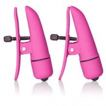 Зажимы на соски с вибрацией «Nipple Play Nipplettes», цвет розовый, California Exotic Novelties SE-2589-04-2, длина 7 см., со скидкой