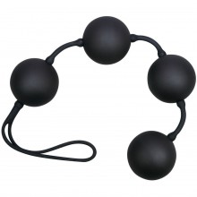 Женские анальные шарики на сцепке из силикона с петлей «Velvet Balls Triple», цвет черный, You 2 Toys 0506010, длина 24 см., со скидкой