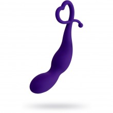 Анальная втулка «Wlap» с петлей для пальца в виде сердечка, фиолетовая, рабочая длина 11.5 см, Toyfa 357030, длина 16 см., со скидкой