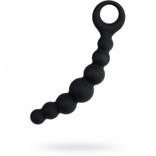 Черная анальная цепочка «POPO Pleasure by Toyfa Carina» с ручкой-кольцом, водонепроницаемый, силикон, черный, 19 см, 3 см, 731427, со скидкой