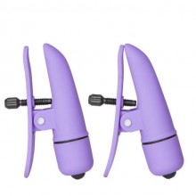 Зажимы-прищепки с вибрацией «Nipple Play Nipplettes», нежно фиолетового цвета, SE-2589-14-2, из материала Пластик АБС, длина 7 см., со скидкой