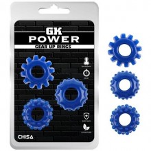 Набор из 3 эрекционных колец «Gear Up Rings», цвет синий, Chisa CN-370395712, бренд Chisa Novelties, из материала TPE