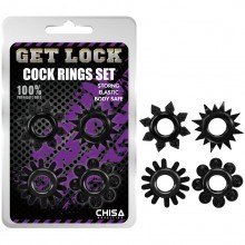 Набор эрекционных колец 4 штуки «Cock Rings Set», цвет черный, Chisa Novelties cn-330358238, из материала TPE, коллекция Get Lock