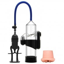Вакуумная помпа с вибрацией на пульте «Penis Pump» с насадкой, цвет прозрачный, Erozon PMZ002, из материала Пластик АБС, длина 24.5 см.