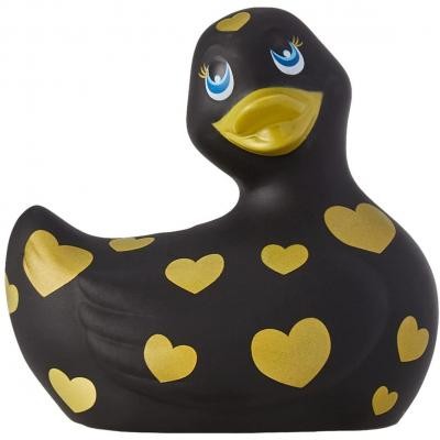 Вибратор для клитора в виде уточки «I Rub My Duckie 2».0, черно-золотистый, Big Teaze Toys E29016, из материала ПВХ, длина 7.5 см., со скидкой