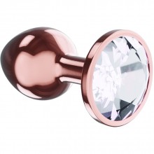 Анальная пробка «Diamond Moonstone Shine» L с прозрачным кристаллом, Розовое Золото, Lola Games 4021-02lola, из материала Металл, длина 8.3 см.