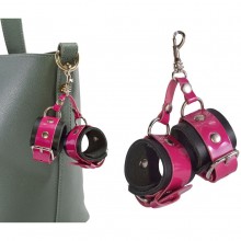 Черно-розовый брелок-наручники, Sitabella 3077-140, бренд СК-Визит, из материала Кожа