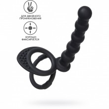 Насадка на пенис для двойного проникновения «Double Penetration Cock Ring», цвет черный, силикон, ToyFa 901413-5, коллекция Black & Red, длина 19.5 см.