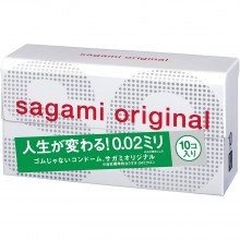 Тонкие полиуретановые презервативы «Original 0.02», 10 штук, Sagami 150492, длина 19 см.