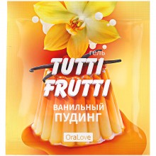 Интимный гель «Tutti-Frutti ванильный пудинг» для оральных ласк, 4 г, Лаборатория Биоритм lb-30022t, из материала Водная основа, 2 мл.