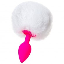 Анальная втулка с белым пушистым хвостиком «Sweet bunny», цвет розовый, ToyFa 357015, длина 13 см., со скидкой