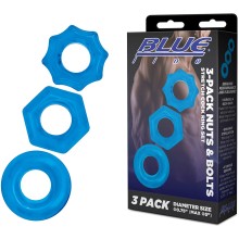 Комплект из трех колец для эрекции «3-Pack Nuts & Bolts Stretch Cock Ring Set», BlueLine BLM4029-BLU