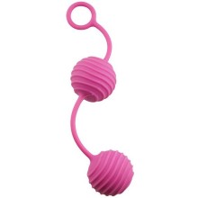 Вагинальные шарики с ребристым рельефом, цвет розовый, Dream Toys 20574, длина 20.3 см.
