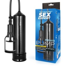Помпа вакуумная «Penis Pump», цвет черный, Sex expert sem-55273, из материала Пластик АБС, длина 24.5 см.