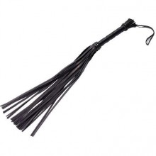 Гладкая плеть-флогер из натуральной кожи, цвет черный, СК-Визит 3010-1, длина 65 см.