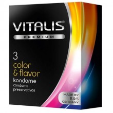Vitalis Premium «Color & Flavor» премиум презервативы из латекса, цветные, упаковка 3 шт, длина 18 см.