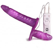 Двухсторонний женский страпон «Strap On Duo» с вибрацией, цвет фиолетовый, You 2 Toys 5667720000, коллекция You2Toys, длина 18 см.