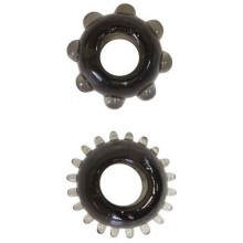 Два эрекционных кольца «Cock Rings», цвет черный, Sex Expert SEM-55010, из материала TPR