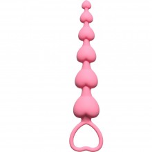 Анальная цепочка-елочка с кольцом «Hearts Beads Pink», Lola Toys 4101-01Lola, бренд Lola Games, коллекция First Time by Lola, длина 18 см.