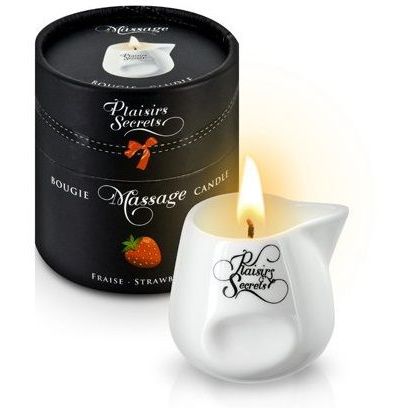 Свеча с массажным маслом «Massage Candle Strawberry», 80 мл, Plaisir Secret 826016, 80 мл.
