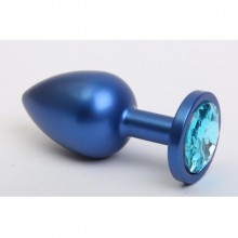 Классическая анальная пробка с голубым стразом, цвет синий, 47415-1MM, коллекция Anal Jewelry Plug, длина 7.1 см.
