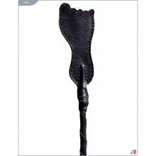 Кожаный витой стек с наконечником «ступня», цвет черный, Подиум Р189, длина 70 см.