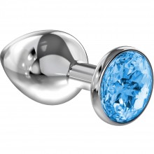 Анальный страз «Diamond Light blue Sparkle Large» от компании Lola Toys, цвет серебристый, 4010-04Lola, из материала Металл, длина 8 см., со скидкой