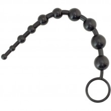 Классическая анальная цепочка с кольцом, длина 25 см, цвет черный, ToyFa 901302-5, длина 27 см., со скидкой