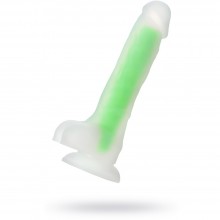 Фаллоимитатор светящийся в темноте «Beyond by Toyfa Clark Glow», силикон, цвет прозрачно-зеленый, длина 16.5 см, 872001, длина 22 см., со скидкой