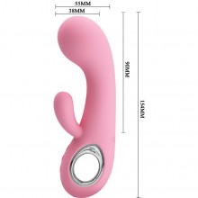 Женский вибромассажер «Chris» с клиторальным стимулятором из серии Pretty Love от Baile, цвет розовый, bi-014507-1, длина 15.4 см.