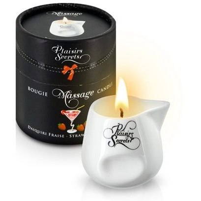 Massage Candle свеча с массажным маслом «Клубничный Дайкири», объем 80 мл, Plaisir Secret 826036, 80 мл.