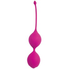Яркие двойные силиконовые вагинальные шарики с хвостиком, цвет розовый, Cosmo CSM-23008-16, диаметр 3 см.